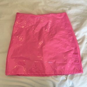 pink latex skirt